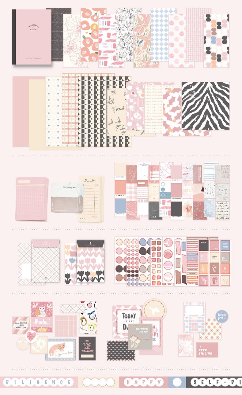 Collection of journaling items including notepapers, planner stickers, from the journal set