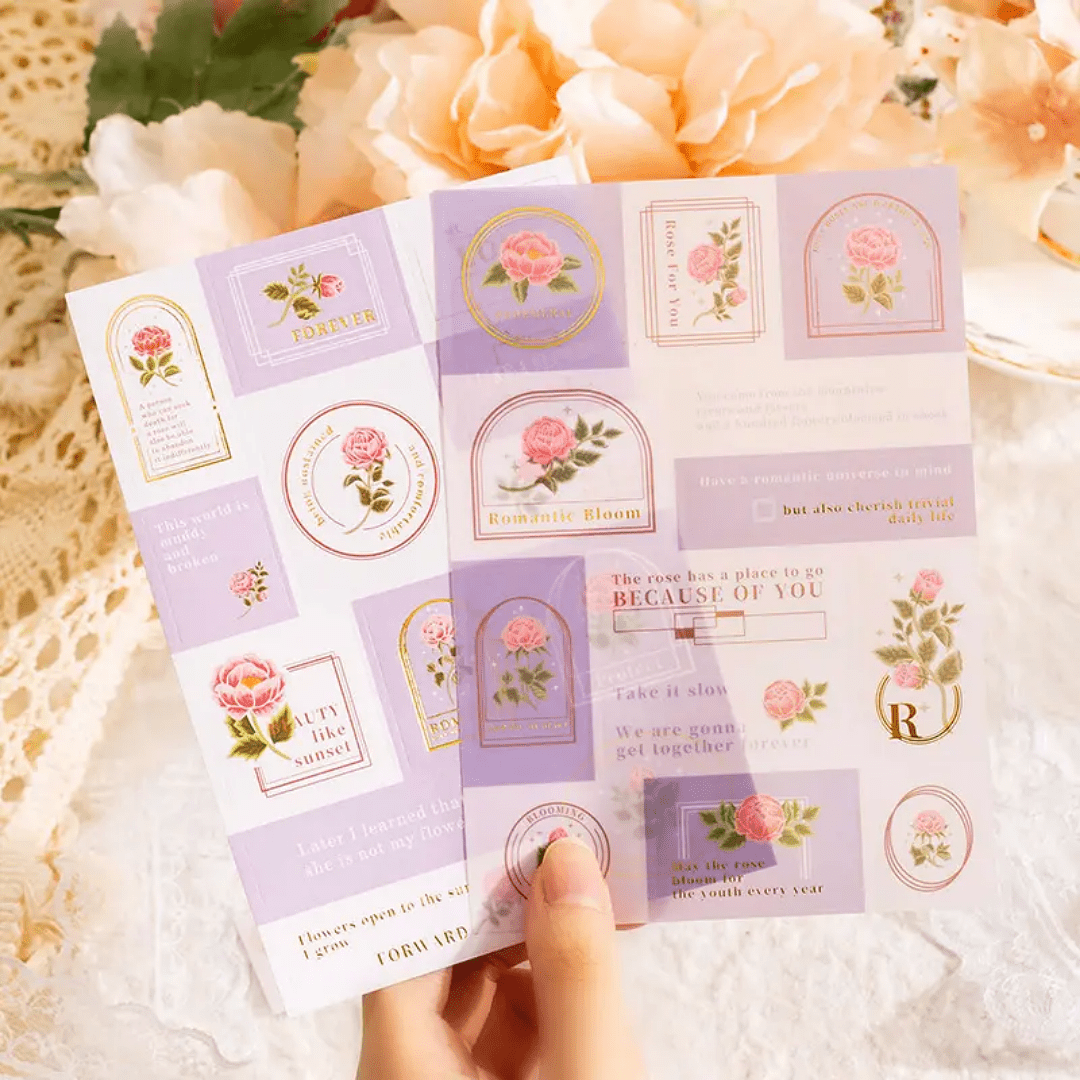2 Pack Pre - Cut Gold Embellished Sticker Sheets - The Kawaii Nest