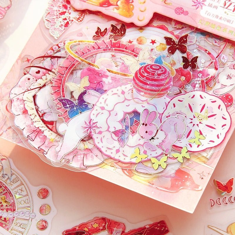 Aesthetic Holographic Lined Stickers - The Kawaii Nest
