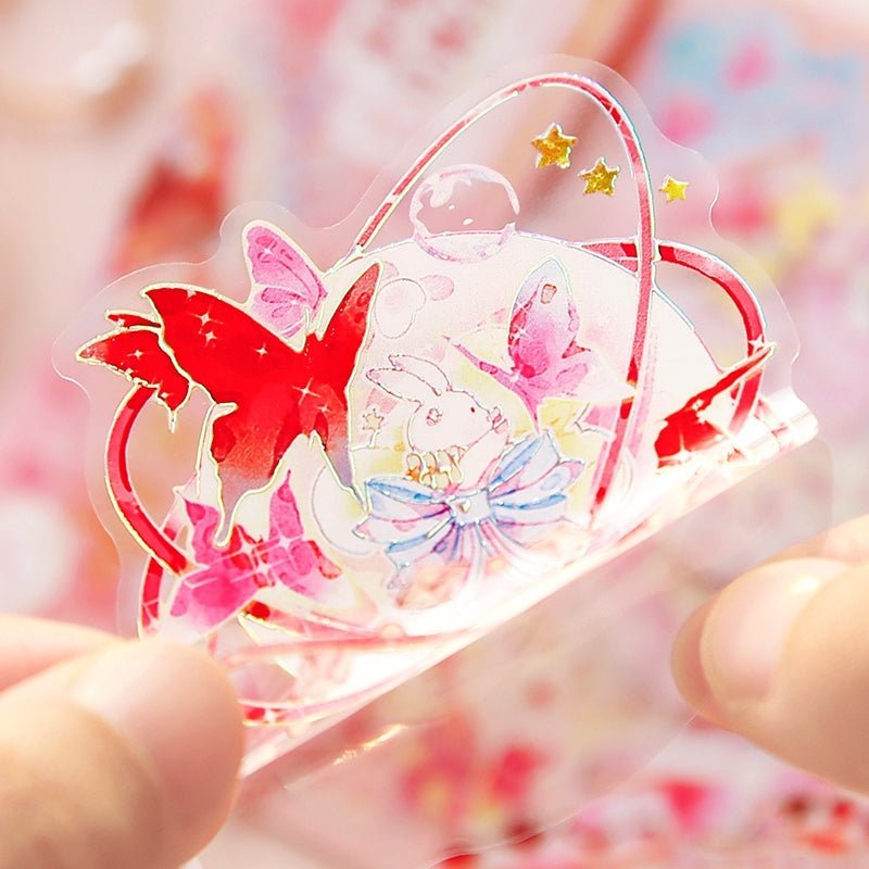 Aesthetic Holographic Lined Stickers - The Kawaii Nest