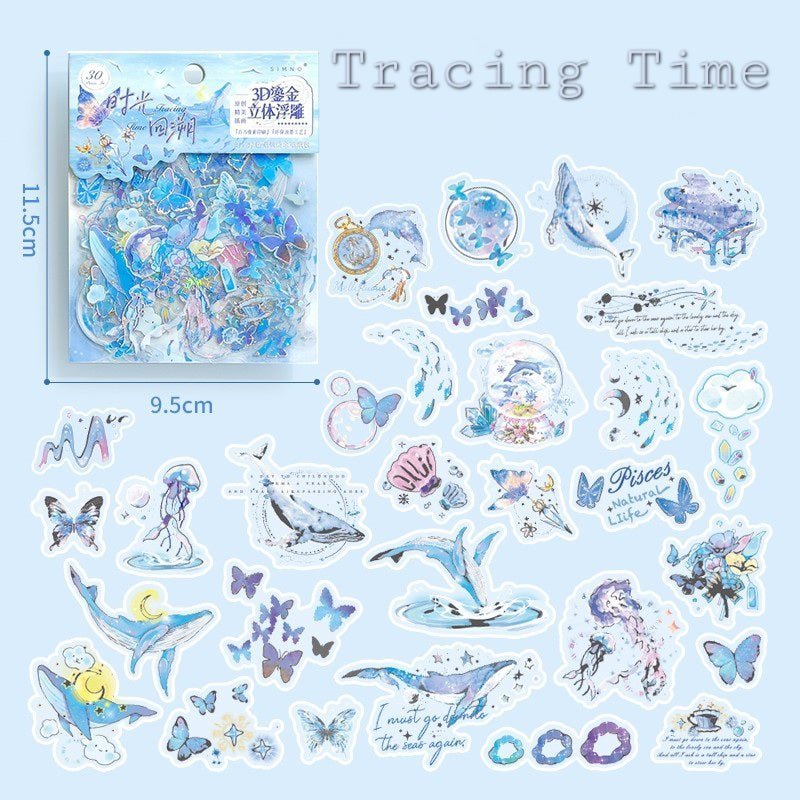 Aesthetic Holographic Lined Stickers - The Kawaii Nest