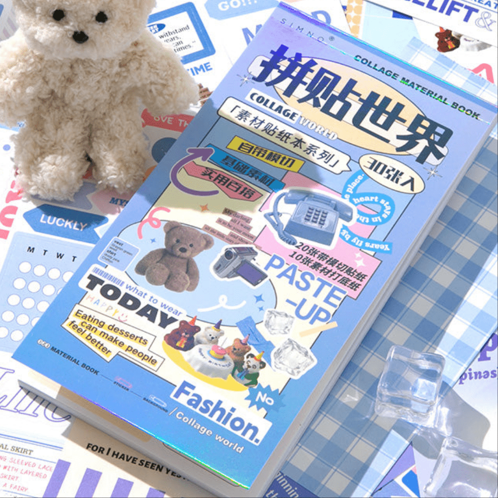 Collage Sticker and Paper Material Books - The Kawaii Nest