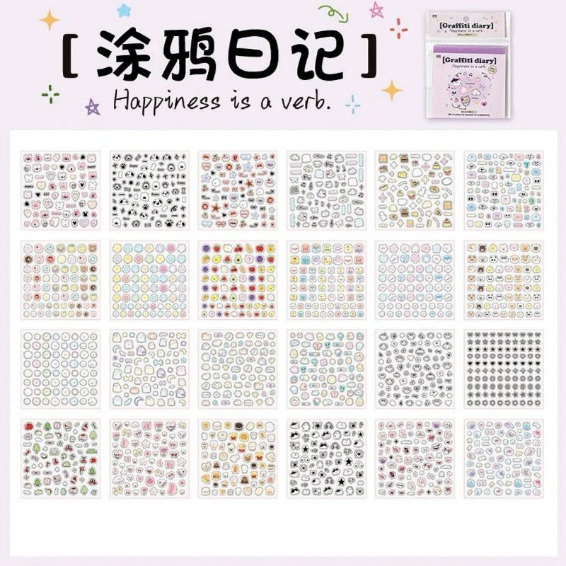 Compact Mini Deco Sticker Book – 1600+ P.E.T Stickers - The Kawaii Nest
