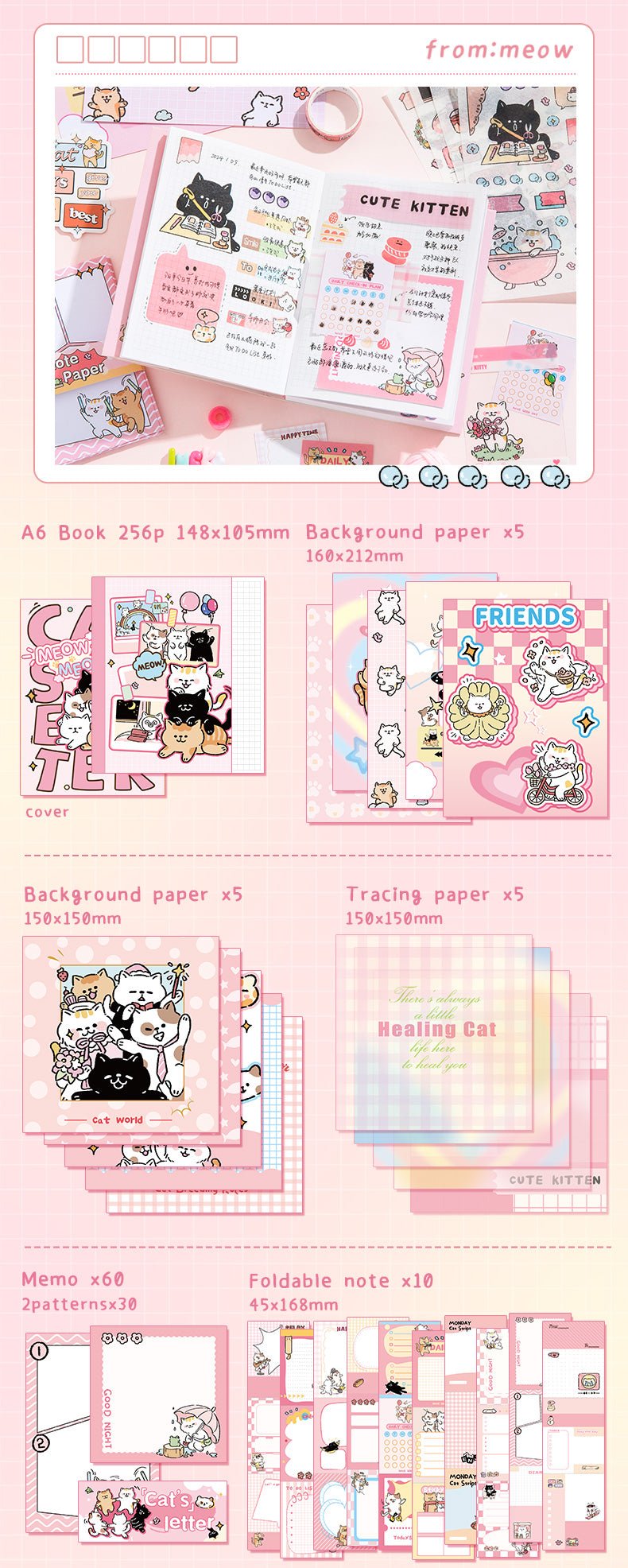 Cute Cat Journal Gift Set - The Kawaii Nestjournals