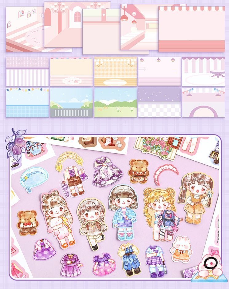 Cute Dress - Up Dolls Sticker Sets - The Kawaii Nest