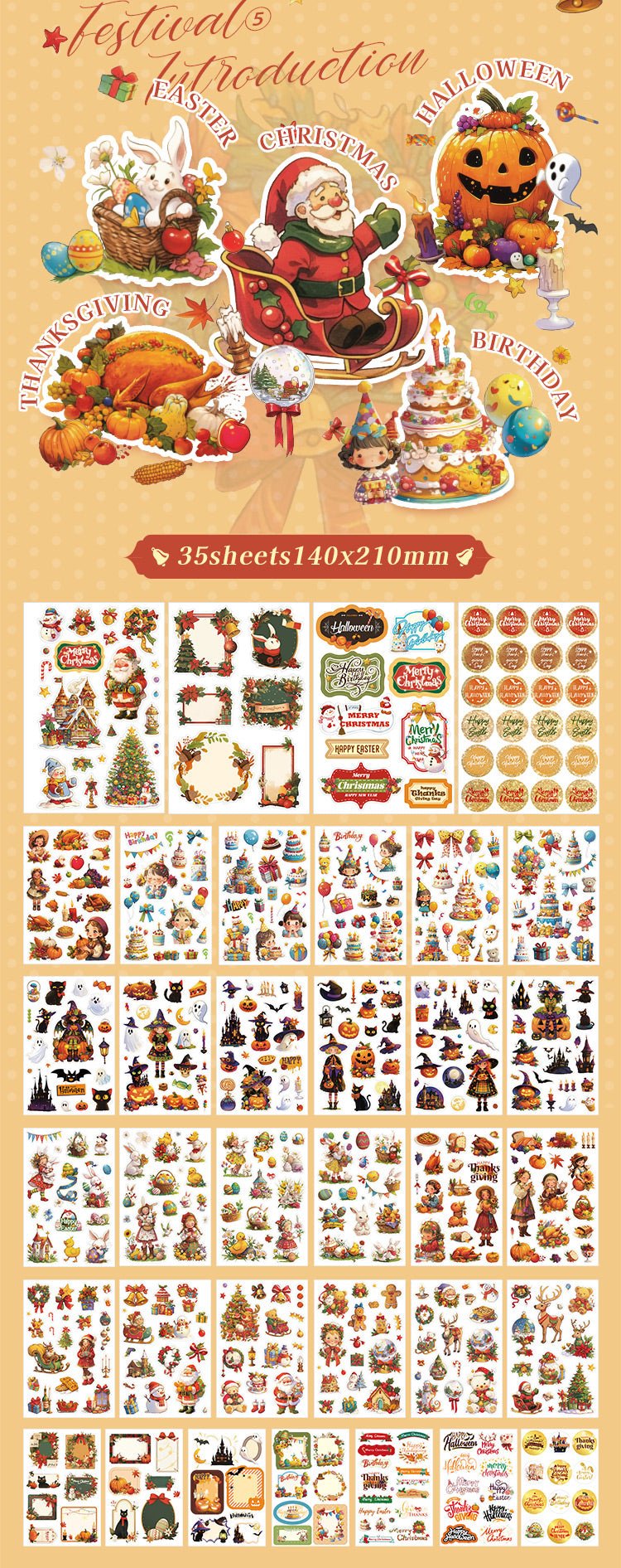Happy Holidays Sticker Book - The Kawaii Neststickers
