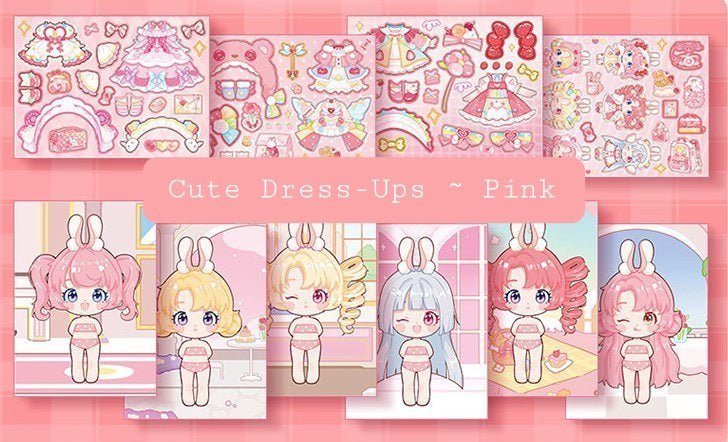 Kawaii Cuties ~ Dress - Up Dolls ~ Large Sticker Cards - The Kawaii Nest