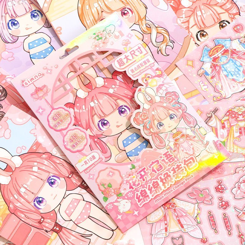 Kawaii Cuties ~ Dress - Up Dolls ~ Large Sticker Cards - The Kawaii Nest
