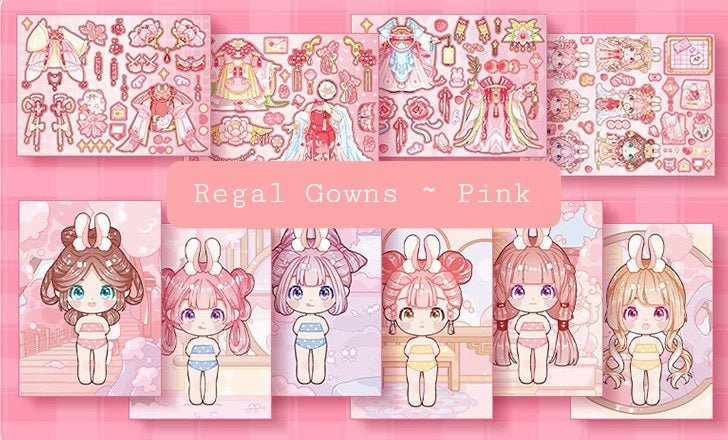 Kawaii Cuties ~ Dress - Up Dolls ~ Large Sticker Cards - The Kawaii Nest