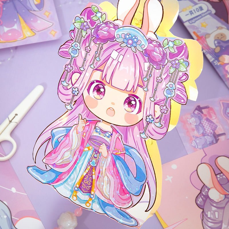 Kawaii Cuties ~ Dress - Up Dolls ~ Large Sticker Cards - The Kawaii Nest
