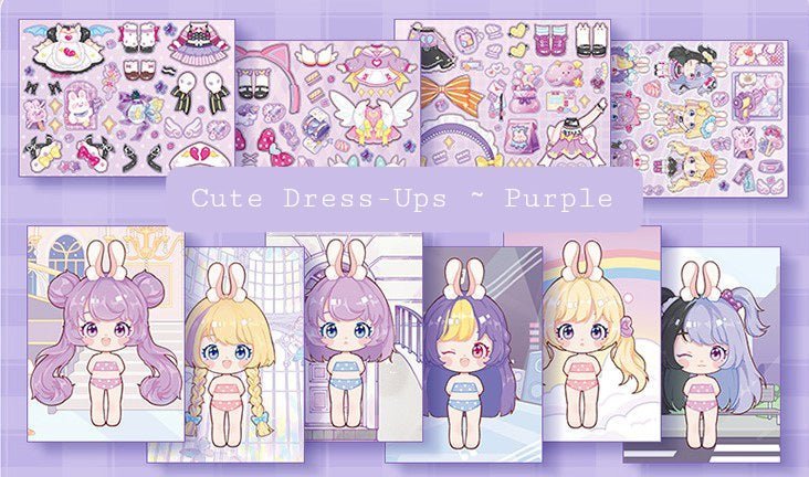 Kawaii Cuties ~ Dress - Up Dolls ~ Large Sticker Cards - The Kawaii Nest