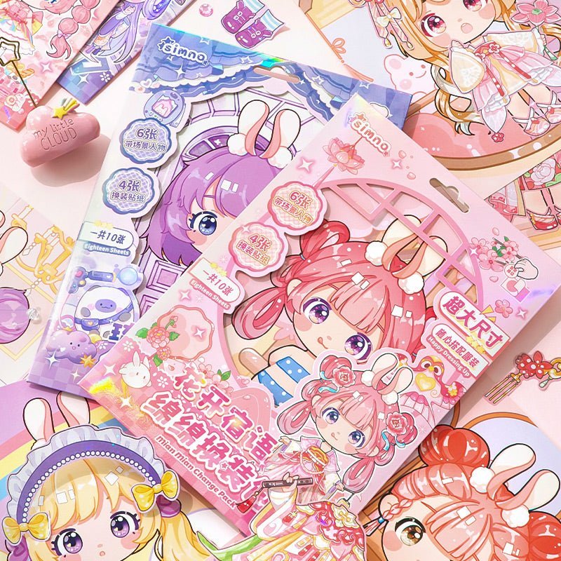 Kawaii Cuties ~ Dress - Up Dolls ~ Large Sticker Cards - The Kawaii Nest