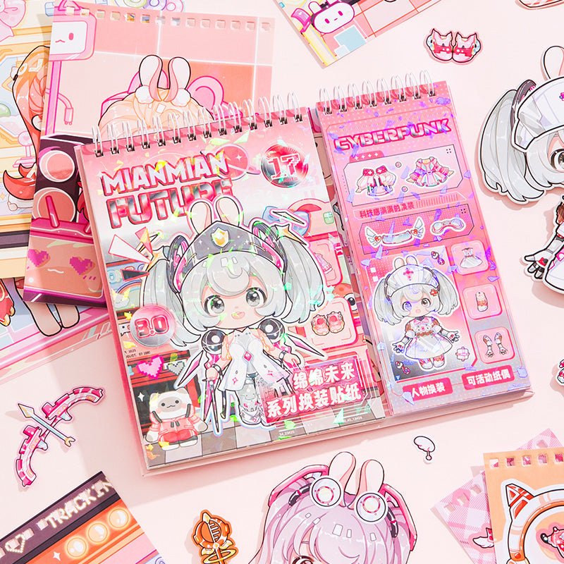 Kawaii Cyberpunk ~ Dress - Up Dolls Flip Books - The Kawaii Neststickers