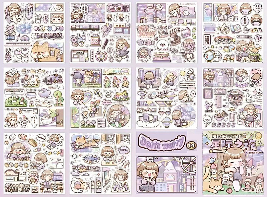 Kawaii Journaling Sticker Sheets ~ 10 Sheet Pack - The Kawaii Nest