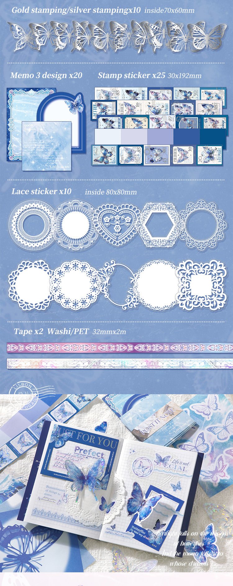 Moonlight Serenade - Butterfly Journal Set - The Kawaii Nestjournals