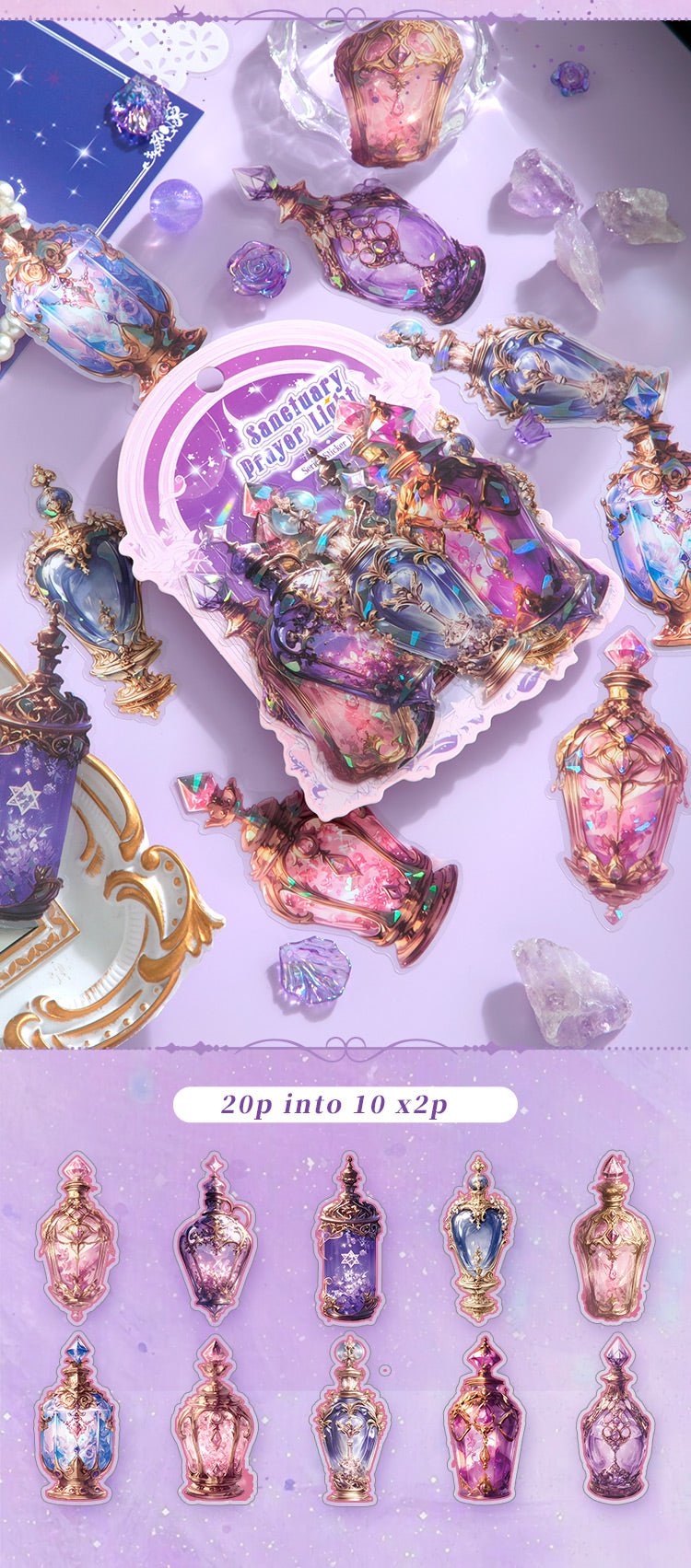 Sanctuary Prayer Light – Ethereal P.E.T. Sticker Packs - The Kawaii Nest
