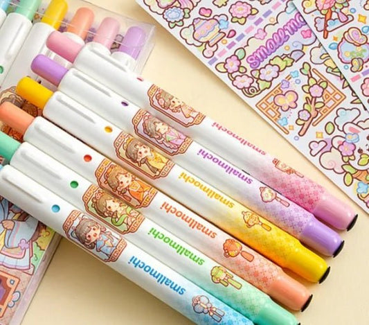 Small Mochi Push Tip Markers - 6 Pack - The Kawaii Nest