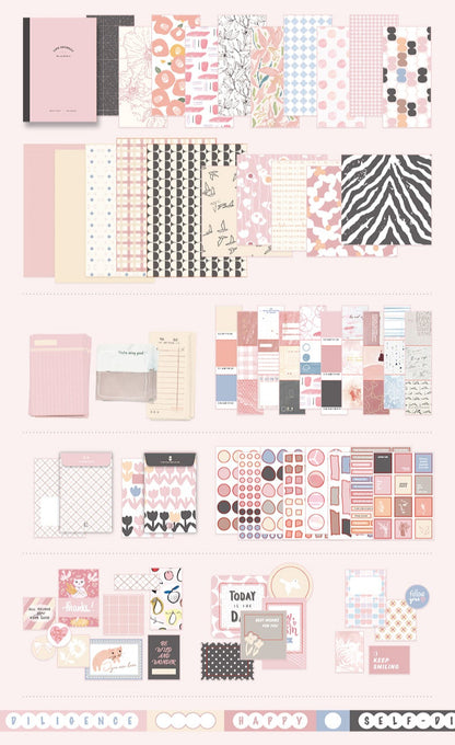 Collection of journaling items including notepapers, planner stickers, from the journal set