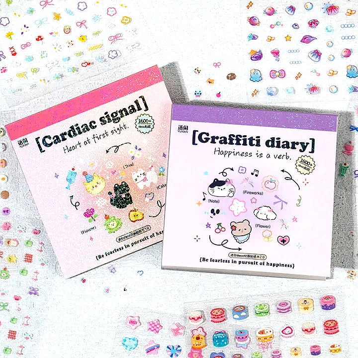 1600 mini sticker deco books cardiac, graffiti example