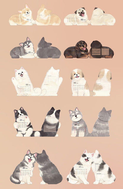 2026 Meow & Woof Desktop Calendars - The Kawaii Nest
