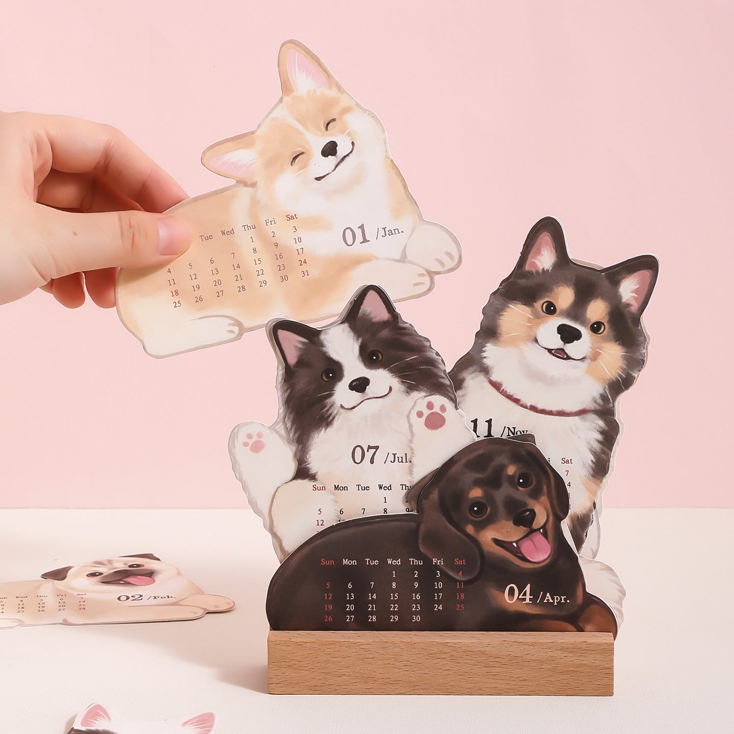 2026 Meow & Woof Desktop Calendars - The Kawaii Nest
