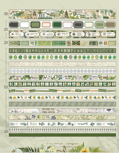 Flower & Botanic ~ Washi Tape Collector Box ~ 18 Rolls
