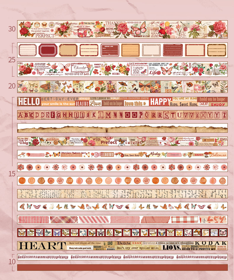 Flower & Botanic ~ Washi Tape Collector Box ~ 18 Rolls