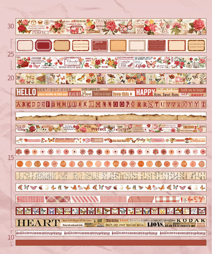 Flower & Botanic ~ Washi Tape Collector Box ~ 18 Rolls