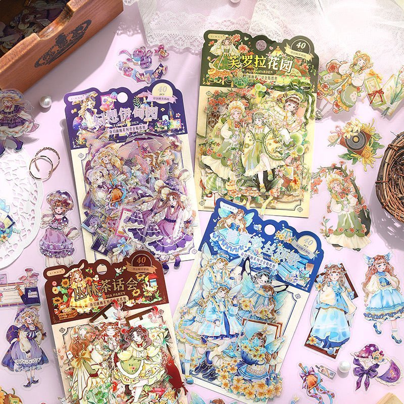 Aesthetic Holographic Lined Stickers ~ Fairy Series - The Kawaii Nest