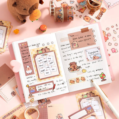 Capybara & Panda Washi Tape, Sticker and Notepaper Sets - The Kawaii Nest