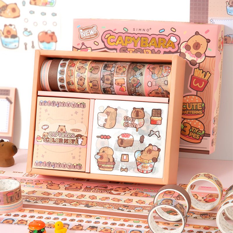 Capybara & Panda Washi Tape, Sticker and Notepaper Sets - The Kawaii Nest