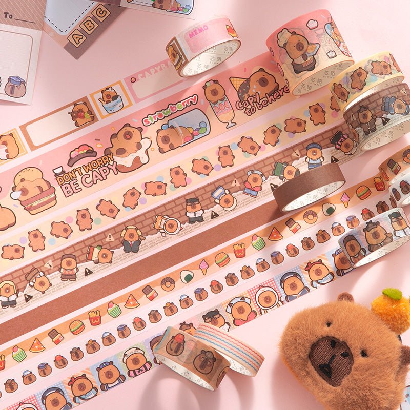 Capybara & Panda Washi Tape, Sticker and Notepaper Sets - The Kawaii Nest