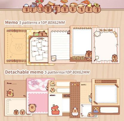 Capybara & Panda Washi Tape, Sticker and Notepaper Sets - The Kawaii Nest