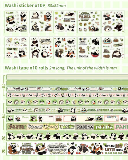 Capybara & Panda Washi Tape, Sticker and Notepaper Sets - The Kawaii Nest