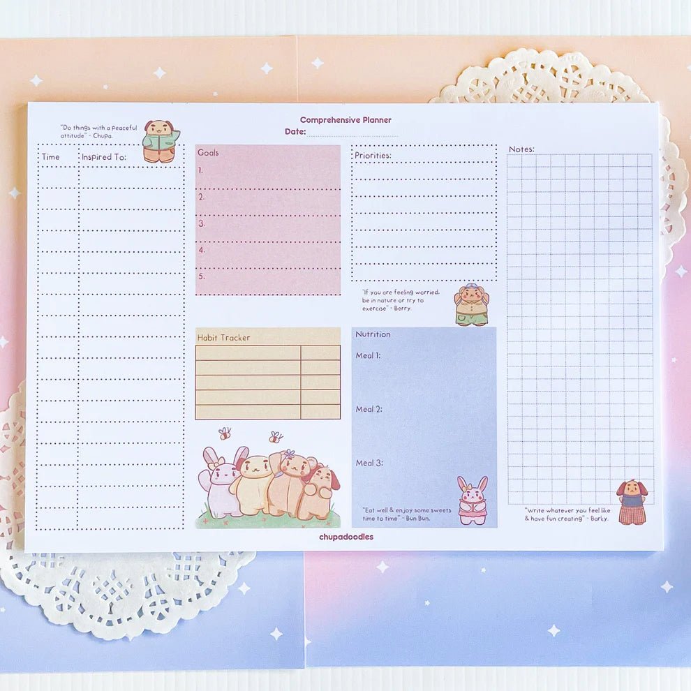 Chupa's Comprehensive Daily Planner Notepad ~ A4 - The Kawaii Nest
