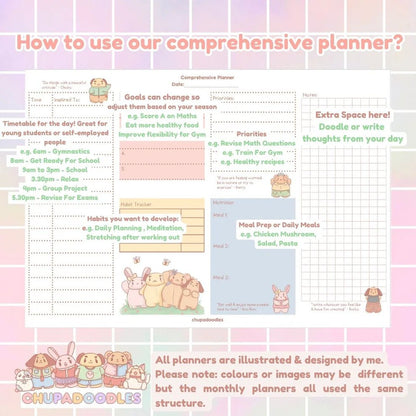 Chupa's Comprehensive Daily Planner Notepad ~ A4 - The Kawaii Nest