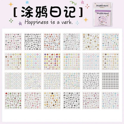 Compact Mini Deco Sticker Book – 1600+ P.E.T Stickers - The Kawaii Nest
