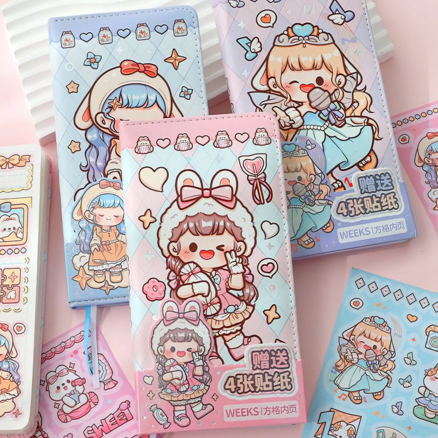 Cute Puffy Grid Journal / Notebook - The Kawaii Nest