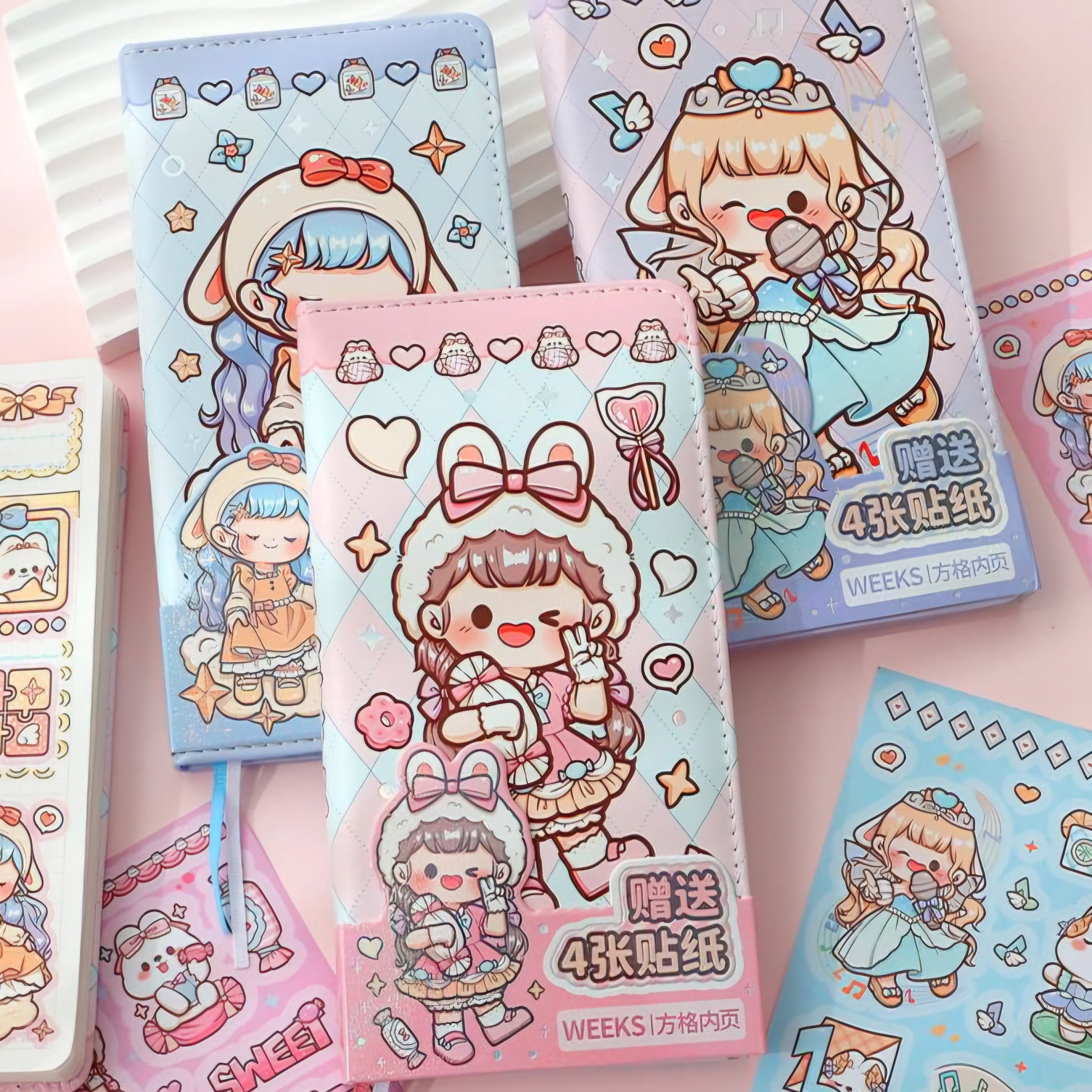 Cute Puffy Grid Journal / Notebook - The Kawaii Nest