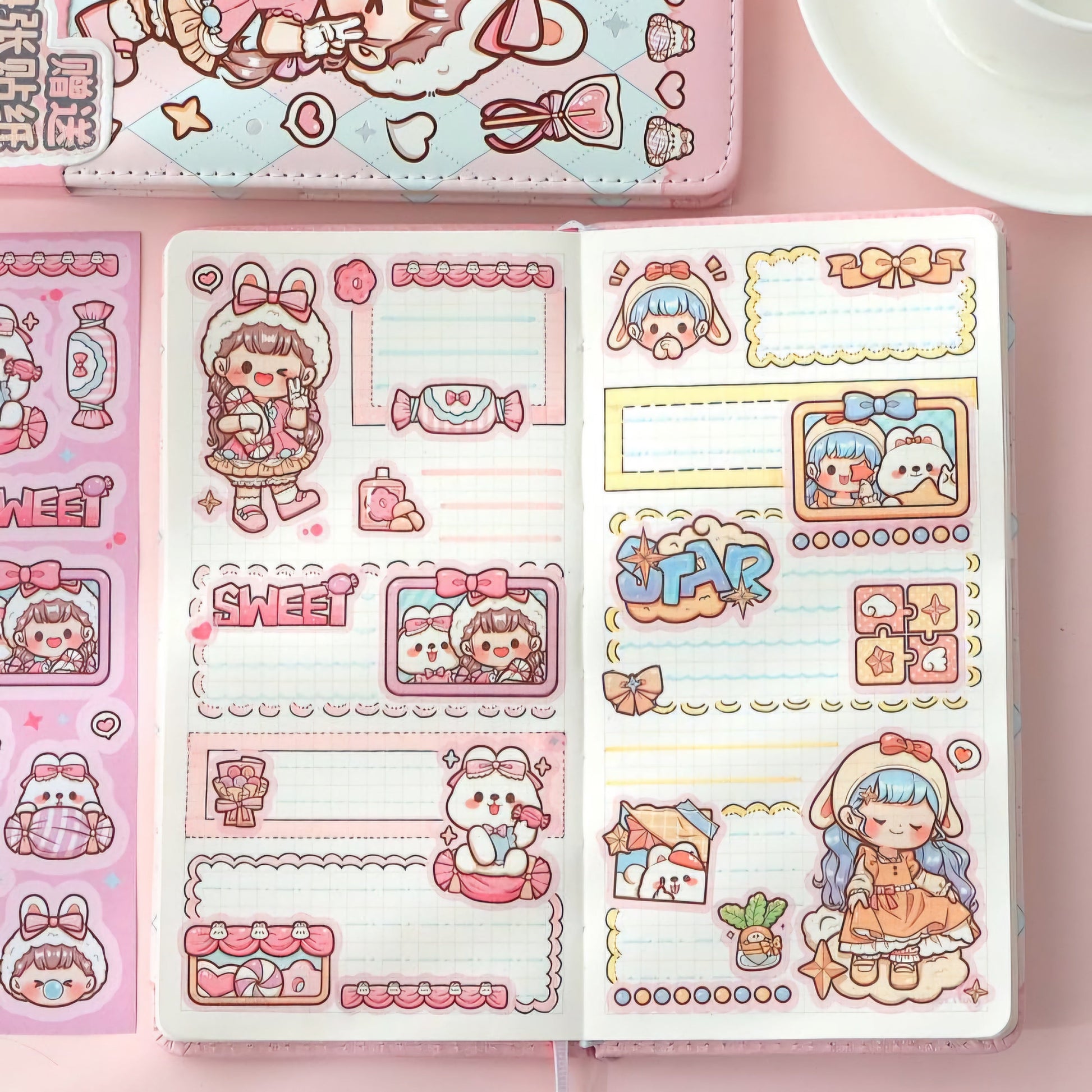 Cute Puffy Grid Journal / Notebook - The Kawaii Nest