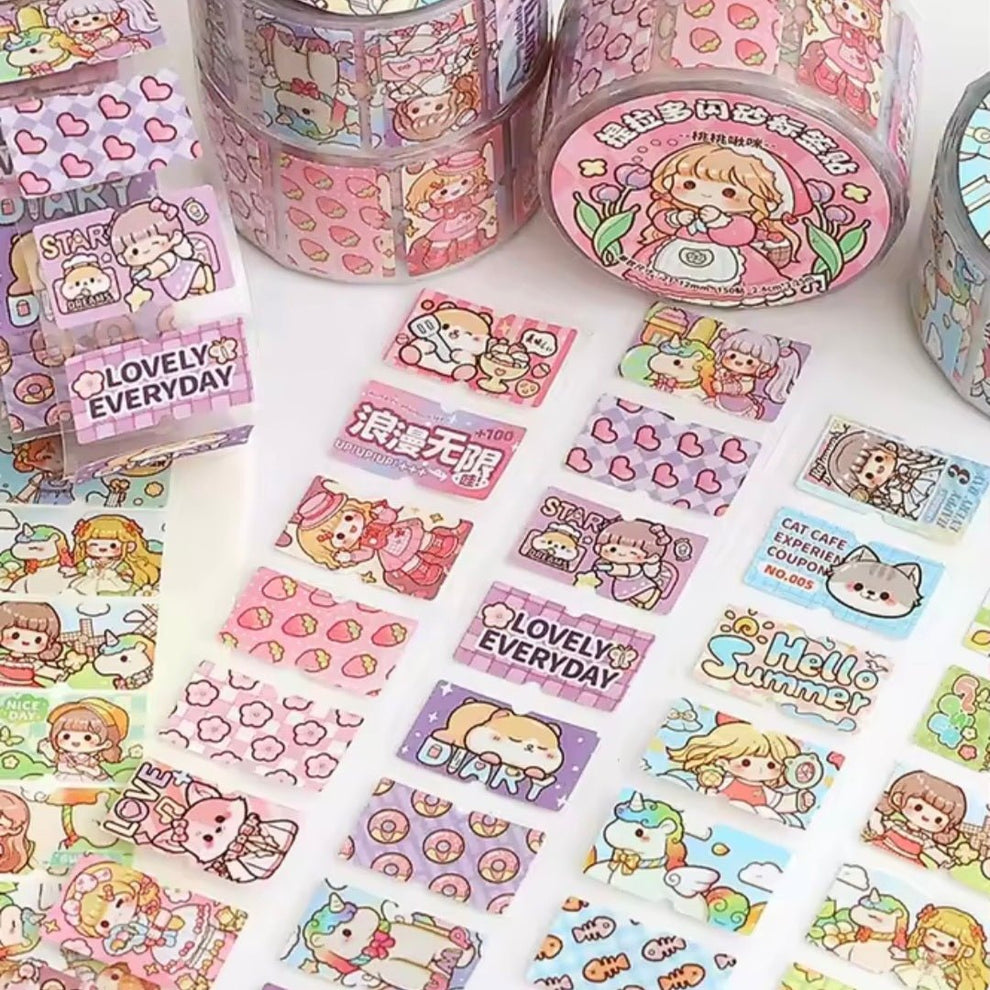 Cute Sticker Roles Frosted Kawaii Sticker Rolls - Cute Stationery Deco – The Kawaii Nest