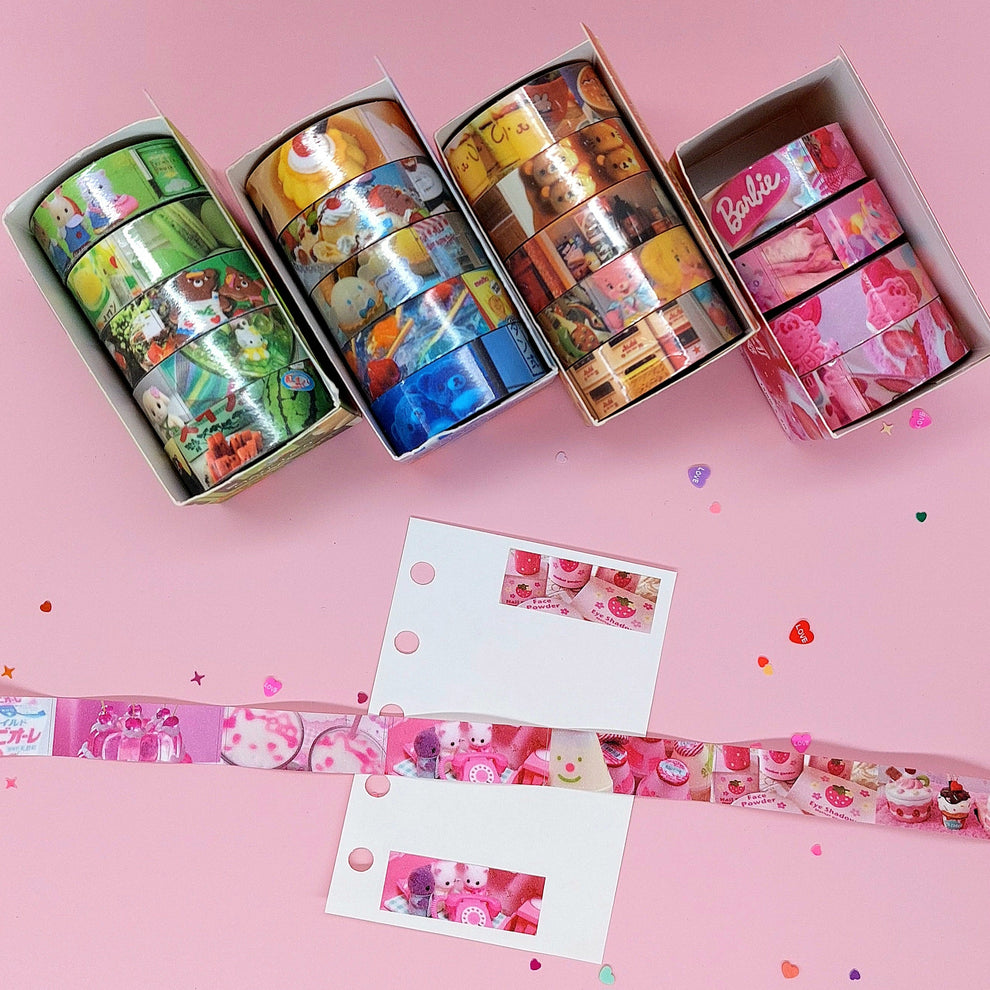 Glitter Sand Sticker Tapes - 4 Rolls in One Colour Theme – The Kawaii Nest