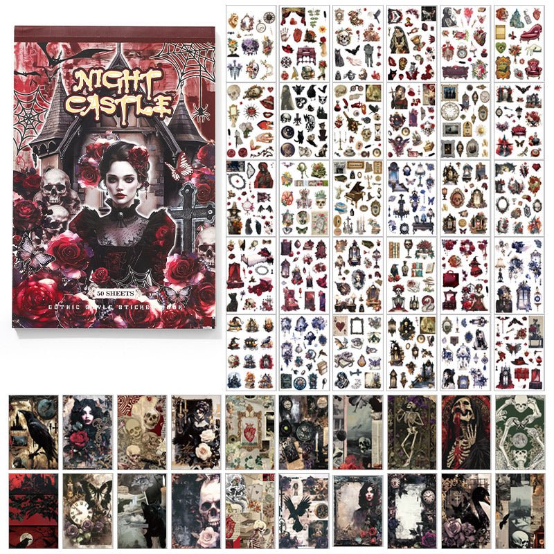 Gothic Night Castle ~ Washi Sticker and Journaling Paper Book ~ 50 Pages - The Kawaii Nest