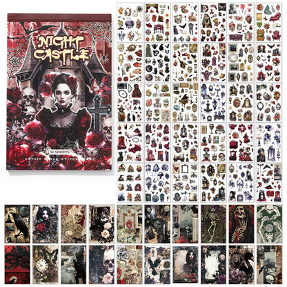Gothic Night Castle ~ Washi Sticker and Journaling Paper Book ~ 50 Pages - The Kawaii Nest