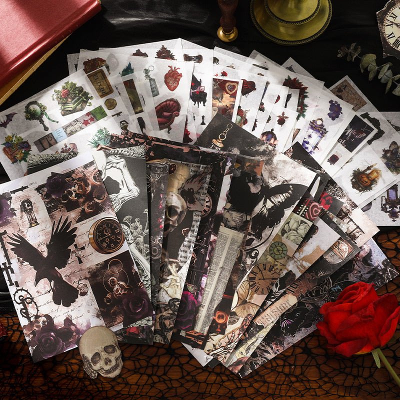 Gothic Night Castle ~ Washi Sticker and Journaling Paper Book ~ 50 Pages - The Kawaii Nest