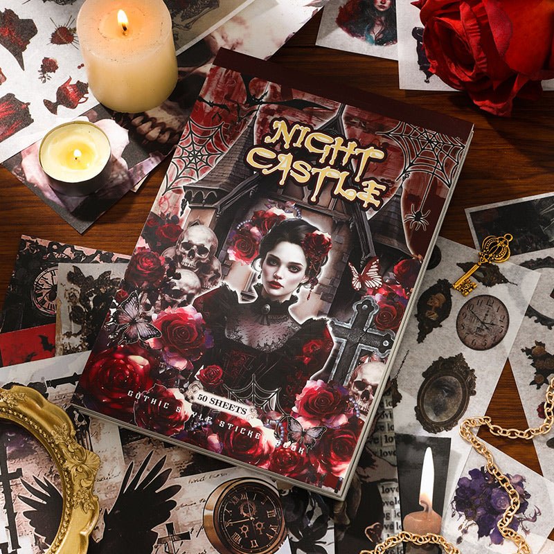 Gothic Night Castle ~ Washi Sticker and Journaling Paper Book ~ 50 Pages - The Kawaii Nest