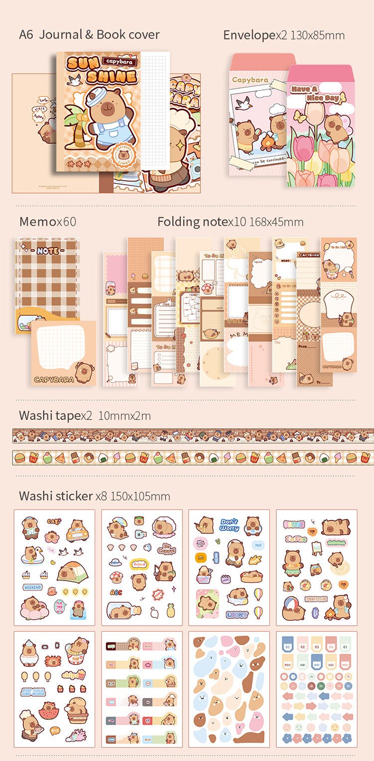 Happy Capybara Journal Set - The Kawaii Nest