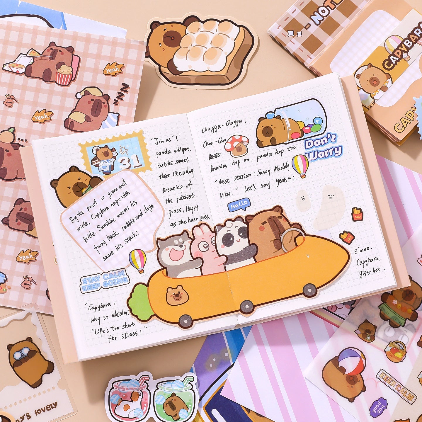 Happy Capybara Journal Set - The Kawaii Nest