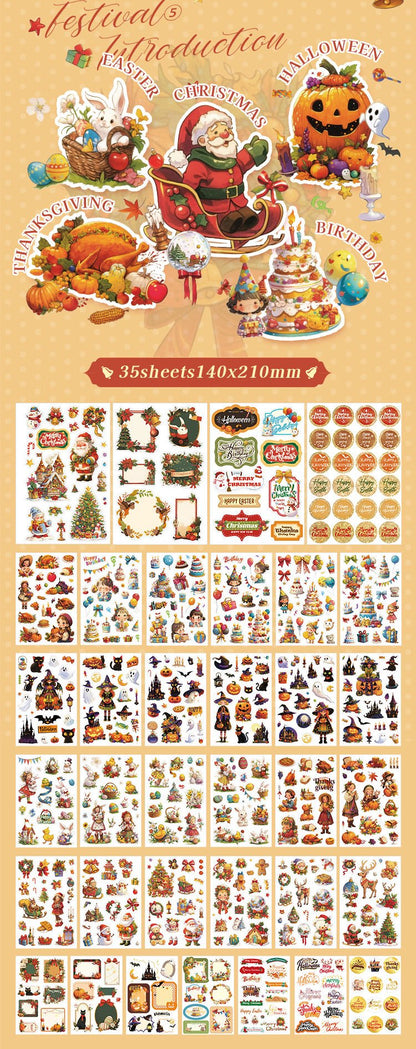 Happy Holidays Sticker Book - The Kawaii Neststickers