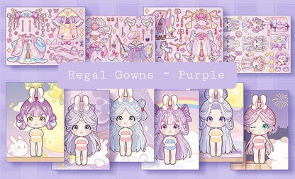 Kawaii Cuties ~ Dress - Up Dolls ~ Large Sticker Cards - The Kawaii Nest